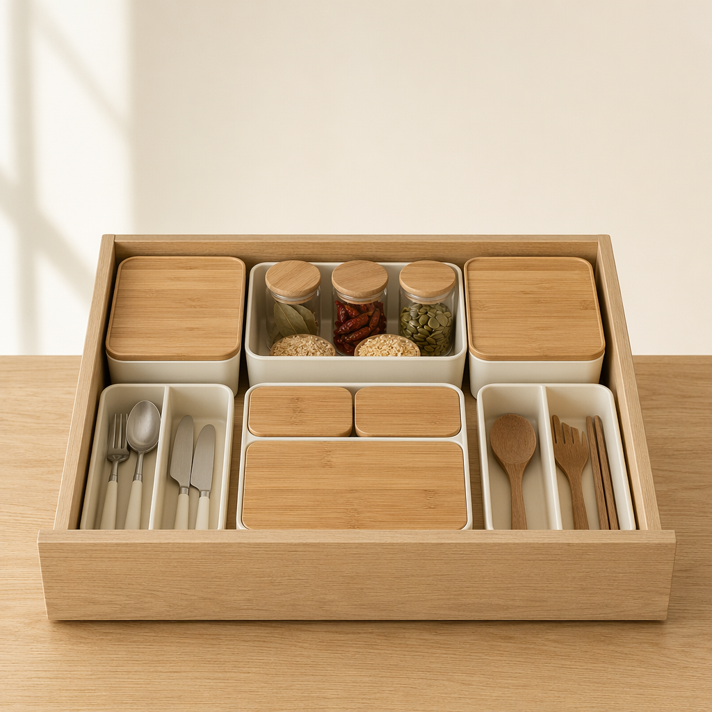 Virtuvės organizatorių rinkinys stalčiams ir spintelėms